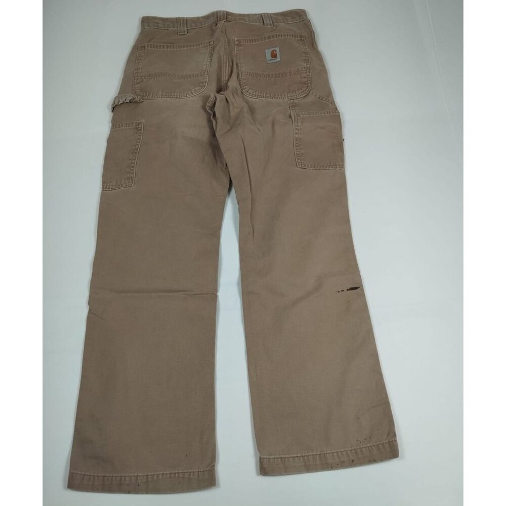 Carhartt Men 32x28 Beige Canvas B324 DKH Relaxed Fit Work Pants Utility Retro - Picture 2 of 7